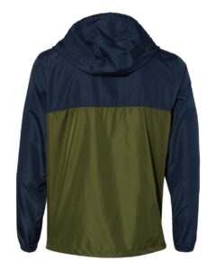 Independent Trading Co. EXP54LWZ Men’s Lightweight Windbreaker Full-Zip Jacket – Classic Navy/ Army (back)
