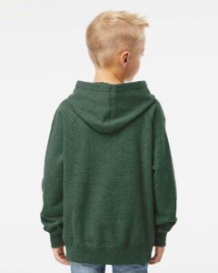 Independent Trading Co. PRM15YSB Youth Lightweight Special Blend Raglan Hooded Sweatshirt – Moss (on model back)