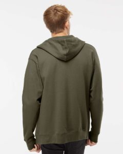 Independent Trading Co. SS4500Z Unisex Midweight Full-Zip Hooded Sweatshirt – Army (on model back)