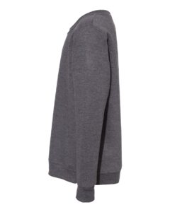 Hanes P360 Youth EcoSmart® Crewneck Sweatshirt – Charcoal Heather (side)