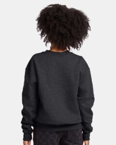 Hanes P360 Youth EcoSmart® Crewneck Sweatshirt – Charcoal Heather (on model back)