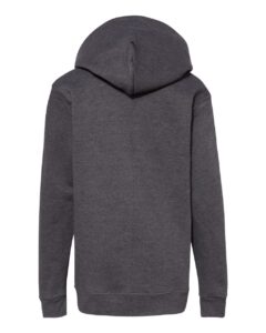 Hanes P473 Youth EcoSmart® Hooded Sweatshirt – Charcoal Heather (back)