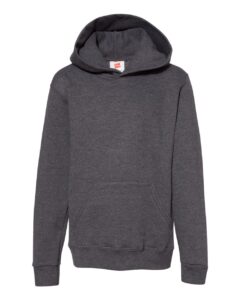 Hanes P473 Youth EcoSmart® Hooded Sweatshirt – Charcoal Heather