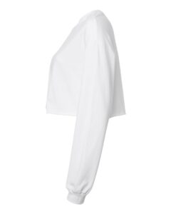 BELLA + CANVAS 6501 Women’s FWD Fashion Crop Long Sleeve Tee – White (side)