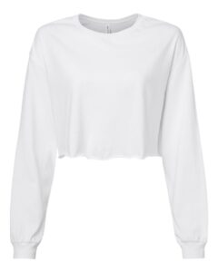 BELLA + CANVAS 6501 Women’s FWD Fashion Crop Long Sleeve Tee – White
