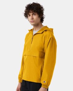 Champion CO200 Unisex Packable Anorak Jacket – Gold (on model side)