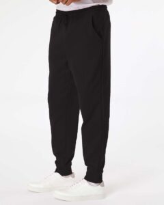 Independent Trading Co. IND20PNT Men’s Midweight Fleece Sweatpants – Black (on model side)