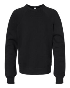 BELLA + CANVAS 3901Y Youth Sponge Fleece Crewneck Sweatshirt – Black