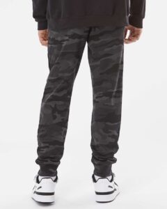 Independent Trading Co. IND20PNT Men’s Midweight Fleece Sweatpants – Black Camo (on model back)