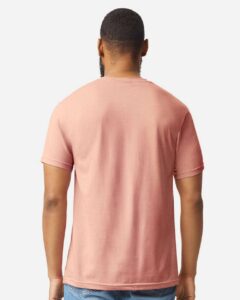 Gildan 64000CVC Unisex Softstyle® CVC T-Shirt – Dusty Rose (on model back)