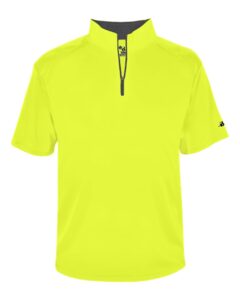 Badger 4199 Men’s B-Core Short Sleeve Quarter-Zip – Safety Yellow/ Graphite