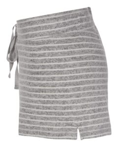 Boxercraft L11 Women’s Cuddle Fleece Shorts – Oxford/ Natural Stripe (side)