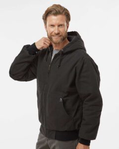 DRI DUCK 5034 Men’s Laramie Power Move Jacket – Black (on model side)