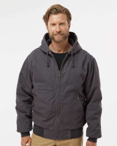 DRI DUCK 5034 Men’s Laramie Power Move Jacket – Charcoal (on model)