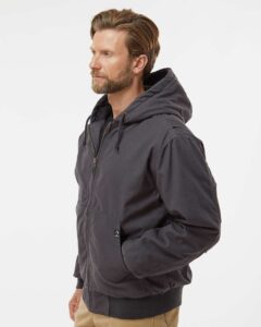 DRI DUCK 5034 Men’s Laramie Power Move Jacket – Charcoal (on model side)