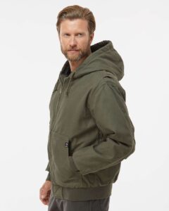 DRI DUCK 5034 Men’s Laramie Power Move Jacket – Olive (on model side)