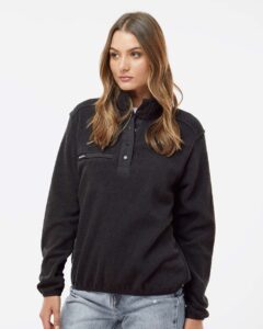DRI DUCK 9345 Women’s Cypress Sherpa Mountain Fleece – Charcoal (on model)