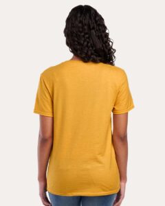 JERZEES 560MR Premium Blend Ring-Spun T-Shirt – Mustard Heather (on model back)