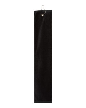 Carmel Towel Company C162523TGH Trifold Golf Towel with Grommet – Black (side)