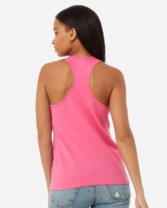 BELLA + CANVAS 6008 Women’s Jersey Racerback Tank – Charity Pink (on model back)