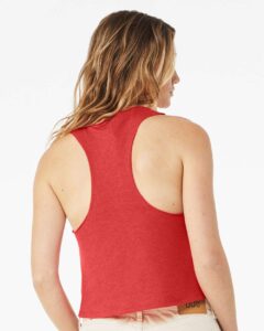 BELLA + CANVAS 6682 Women’s Racerback Crop Tank – Heather Red (on model back)