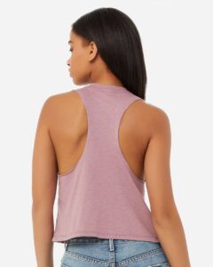 BELLA + CANVAS 6682 Women’s Racerback Crop Tank – Heather Orchid (on model back)