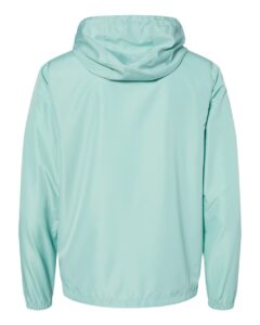 Independent Trading Co. EXP54LWZ Men’s Lightweight Windbreaker Full-Zip Jacket – Aqua/ White Zipper (back)