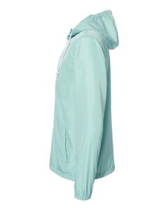 Independent Trading Co. EXP54LWZ Men’s Lightweight Windbreaker Full-Zip Jacket – Aqua/ White Zipper (side)