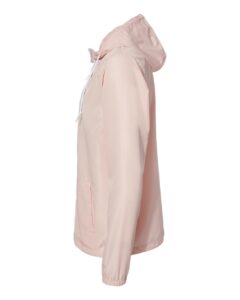 Independent Trading Co. EXP54LWZ Men’s Lightweight Windbreaker Full-Zip Jacket – Blush/ White Zipper (side)