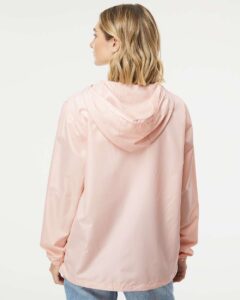 Independent Trading Co. EXP54LWZ Men’s Lightweight Windbreaker Full-Zip Jacket – Blush/ White Zipper (on model back)