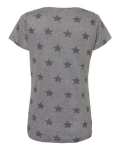 Code Five 3629 Women’s Star Print Scoop Neck Tee – Granite Heather Star (back)