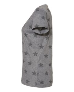 Code Five 3629 Women’s Star Print Scoop Neck Tee – Granite Heather Star (side)