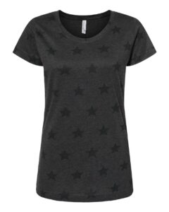 Code Five 3629 Women’s Star Print Scoop Neck Tee – Smoke Star