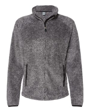J. America 8463 Women’s Boundary Shag Frosty Sherpa Full-Zip – Black