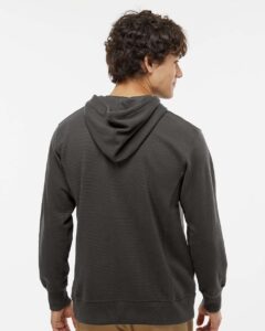 J. America 8706 Men’s Ripple Fleece Hooded Sweatshirt – Black (on model back)