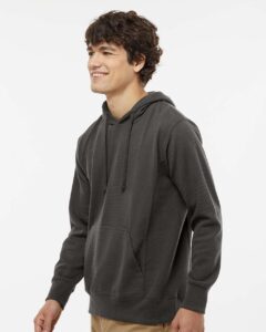 J. America 8706 Men’s Ripple Fleece Hooded Sweatshirt – Black (on model side)