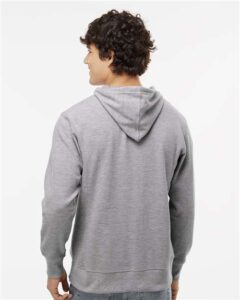 J. America 8706 Men’s Ripple Fleece Hooded Sweatshirt – Oxford (on model back)