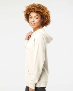 Independent Trading Co. SS1000 Unisex Icon Lightweight Loopback Terry Hooded Sweatshirt – Bone (on model side)