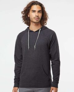 Independent Trading Co. SS1000 Unisex Icon Lightweight Loopback Terry Hooded Sweatshirt – Charcoal Heather (on model)