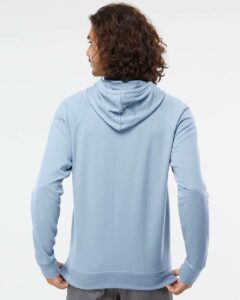 Independent Trading Co. SS1000 Unisex Icon Lightweight Loopback Terry Hooded Sweatshirt – Misty Blue (on model back)