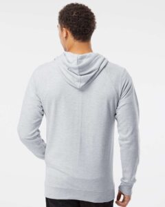 Independent Trading Co. SS1000 Unisex Icon Lightweight Loopback Terry Hooded Sweatshirt – Athletic Heather (on model back)