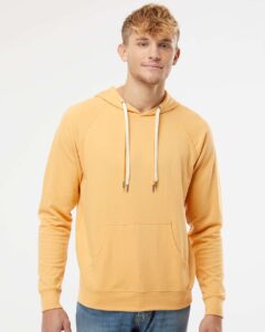 Independent Trading Co. SS1000 Unisex Icon Lightweight Loopback Terry Hooded Sweatshirt – Harvest Gold (on model)