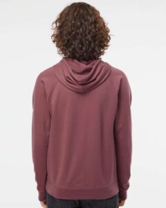 Independent Trading Co. SS1000 Unisex Icon Lightweight Loopback Terry Hooded Sweatshirt – Port (on model back)