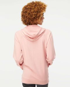 Independent Trading Co. SS1000 Unisex Icon Lightweight Loopback Terry Hooded Sweatshirt – Rose (on model back)