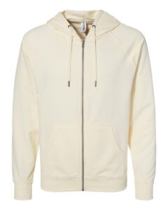 Independent Trading Co. SS1000Z Unisex Icon Lightweight Loopback Terry Full-Zip Hooded Sweatshirt – Bone