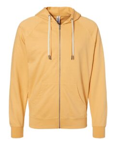 Independent Trading Co. SS1000Z Unisex Icon Lightweight Loopback Terry Full-Zip Hooded Sweatshirt – Harvest Gold