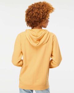Independent Trading Co. SS1000Z Unisex Icon Lightweight Loopback Terry Full-Zip Hooded Sweatshirt – Harvest Gold (on model back)