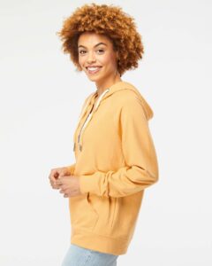 Independent Trading Co. SS1000Z Unisex Icon Lightweight Loopback Terry Full-Zip Hooded Sweatshirt – Harvest Gold (on model side)