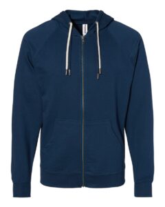 Independent Trading Co. SS1000Z Unisex Icon Lightweight Loopback Terry Full-Zip Hooded Sweatshirt – Indigo