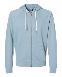 Independent Trading Co. SS1000Z Unisex Icon Lightweight Loopback Terry Full-Zip Hooded Sweatshirt – Misty Blue